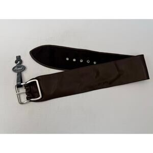 Fossil Wide Brown Leather Belt Size Small NWT Silver Tone Buckle 33” Boho